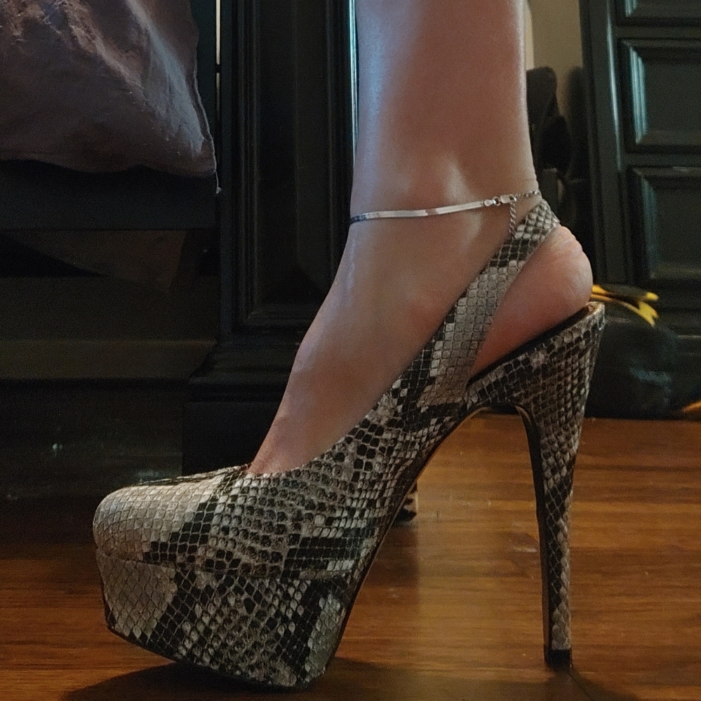 Bebe snakeskin heels